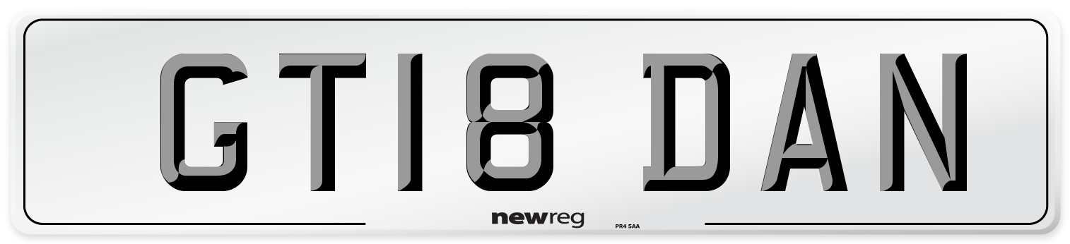 GT18 DAN Number Plate from New Reg
